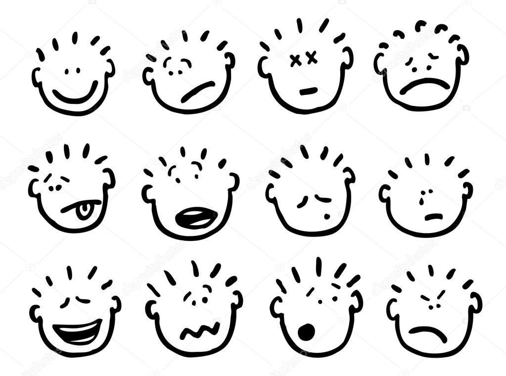 Vector cartoon faces and emotions