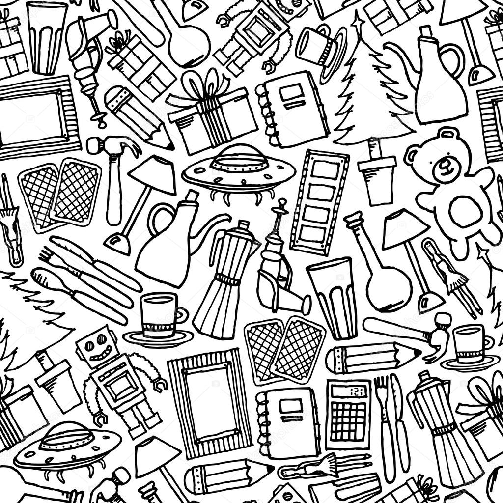 Garage sale seamless pattern or Objects background