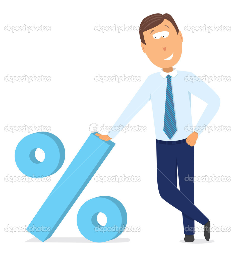 Businessman and percentage. discount symbol