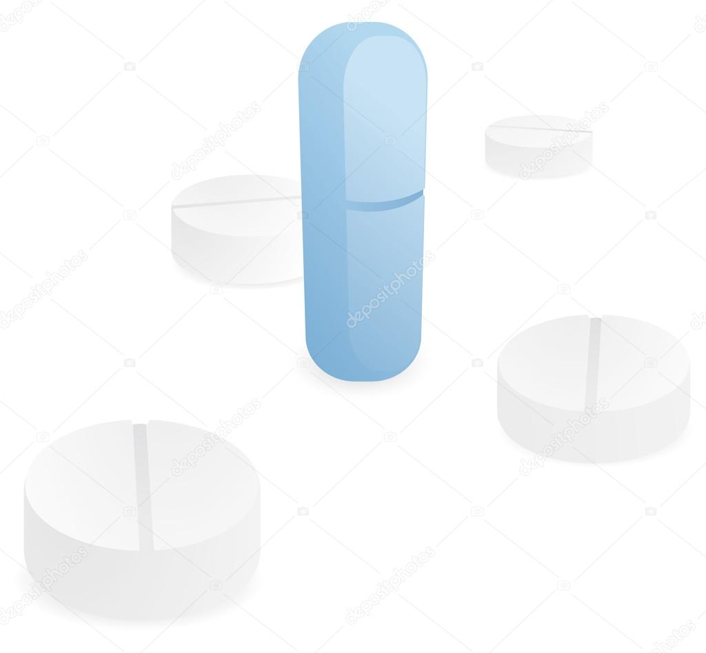 Powerful Standing Blue Pill Stock Vector Image By C Curvabezier