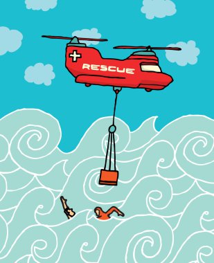 Rescue helicopter at the sea clipart