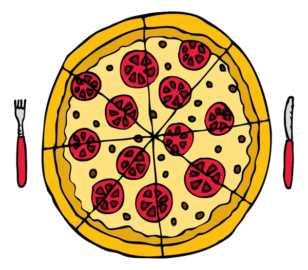 La pizza enorme è pronta — Vettoriale Stock