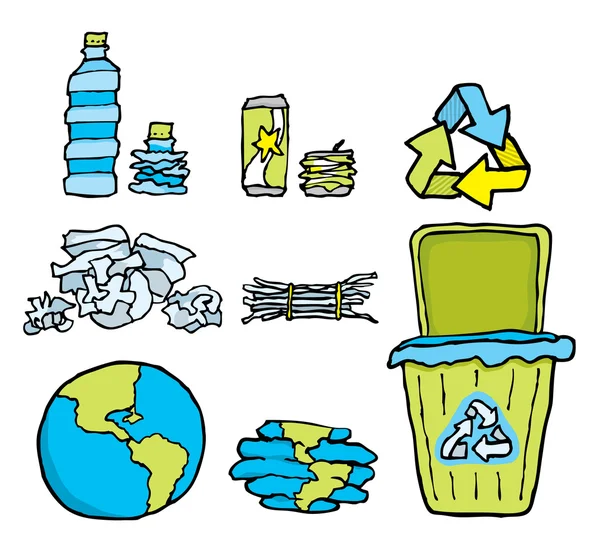 Conservation de l'environnement. Ensemble de recyclage — Image vectorielle