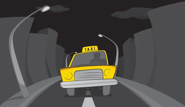 Taxi en la noche de la ciudad — Archivo Imágenes Vectoriales