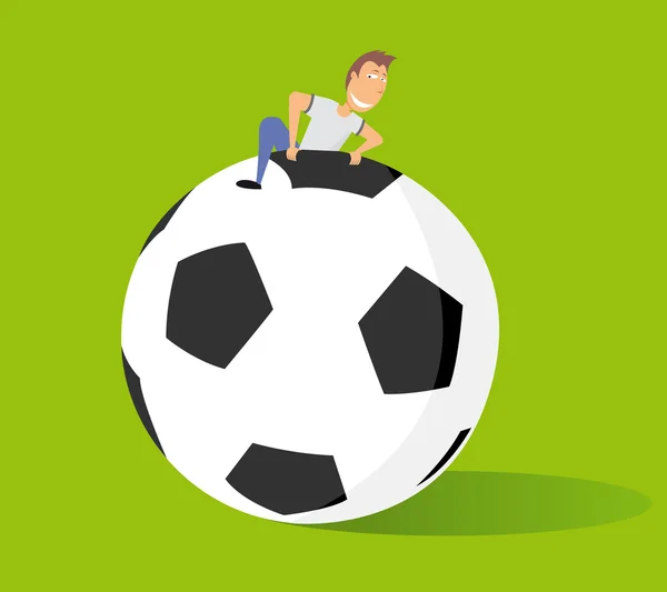 Огромный футбольный мяч. Большой фанат футбола — стоковый вектор