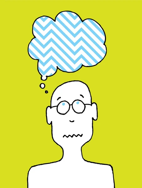 Cartoon of worried person with disturbed thoughts — Stock Vector