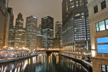 Chicago night view clipart