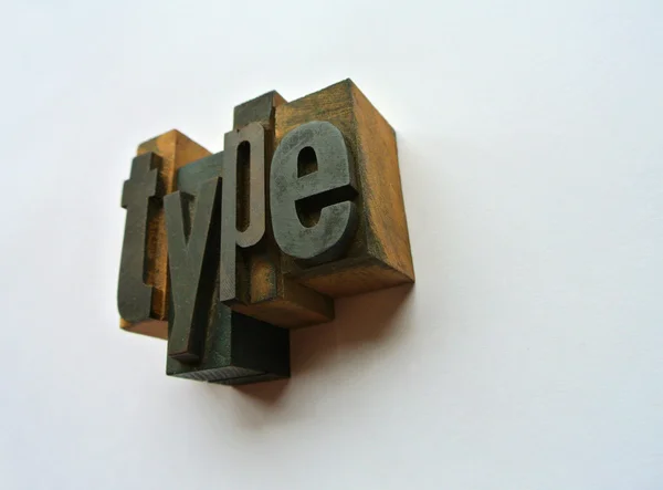 Type word composed with wooden typography — Stock Photo, Image