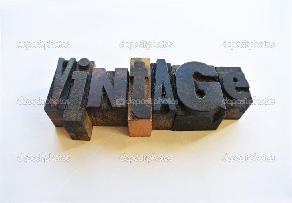 Woodtype letters forming a vintage word