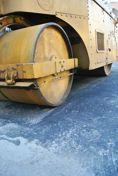 Steamroller at construction site — Stock Photo, Image