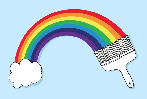 Brosse et nuage formant un arc-en-ciel — Image vectorielle