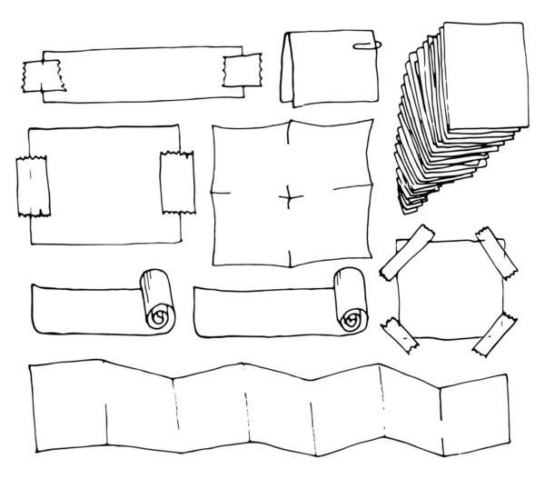Différents plis de papier vierge avec espace de copie — Image vectorielle