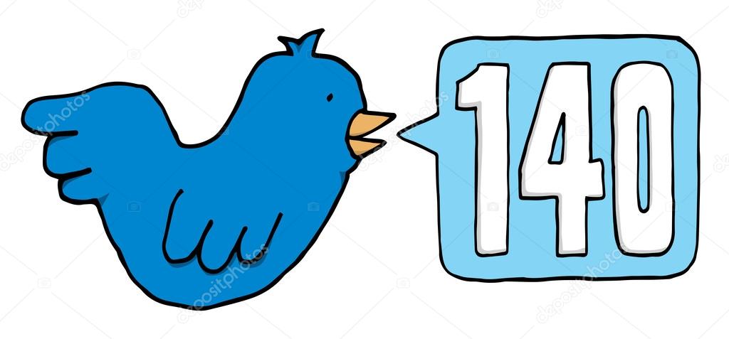 Blue bird twitting 140 characters on twitter