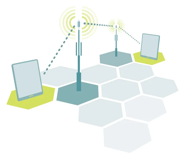 Comunicación de red inalámbrica de tabletas — Archivo Imágenes Vectoriales