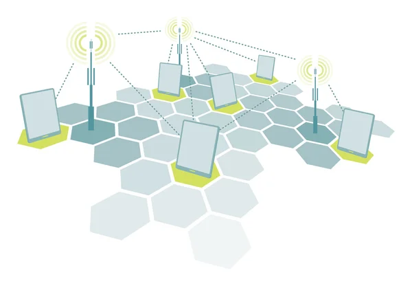 Draadloos Tablet PC netwerkcommunicatie — Stockvector