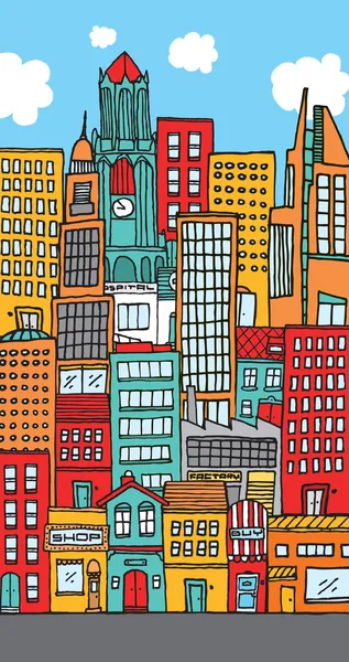 Kalabalık şehir şehir karikatür — Stok Vektör