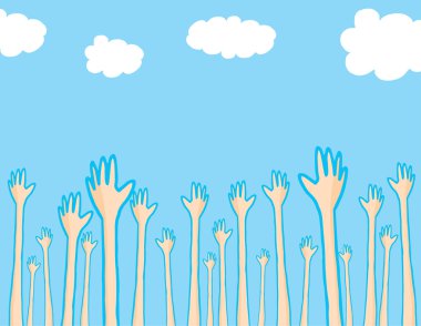 Raising hands to the sky clipart