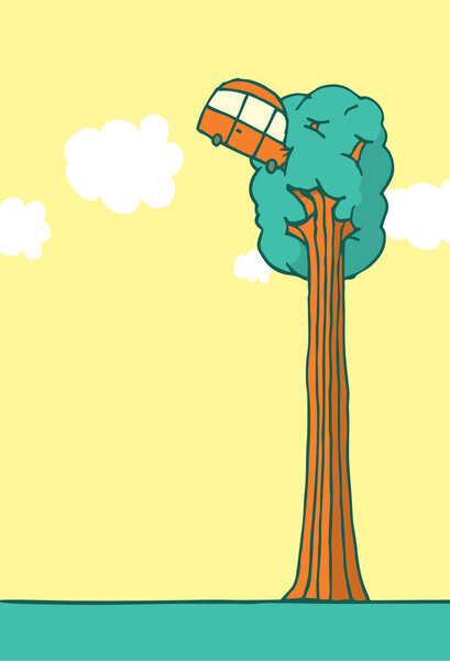 Безрассудный водитель врезается в дерево
