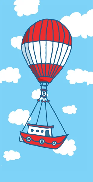 Hot air balloon boat flying to adventure — Stock Vector