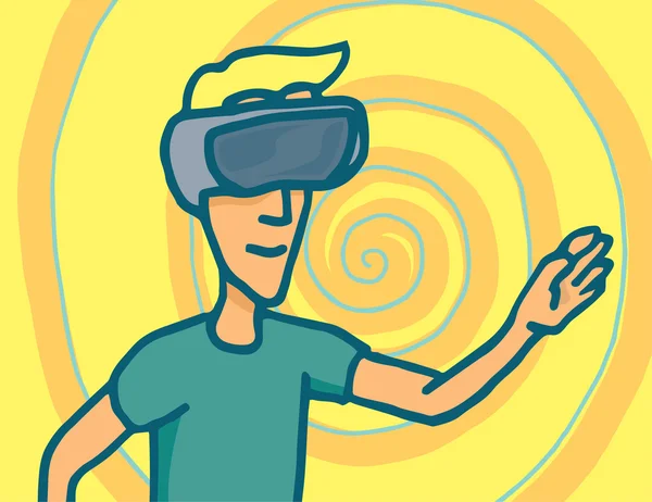 Virtuele werkelijkheid ervaren bril hoofdtelefoon — Stockvector