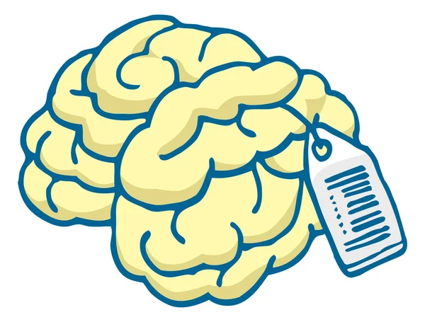 Brain for sale with price tag — Stock Vector