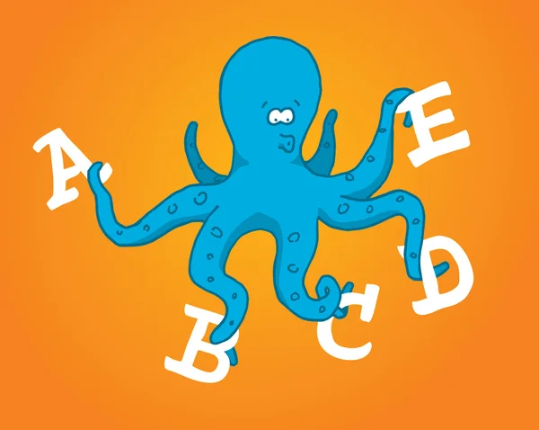 Multitasking chobotnice držení různých písmen — Stockový vektor