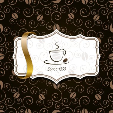 coffee with ribbon and vintage pattern clipart