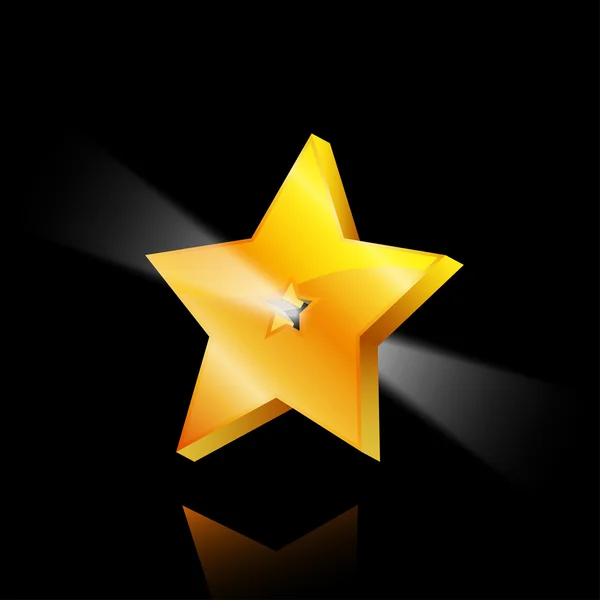 Gouden ster met licht — Stockvector