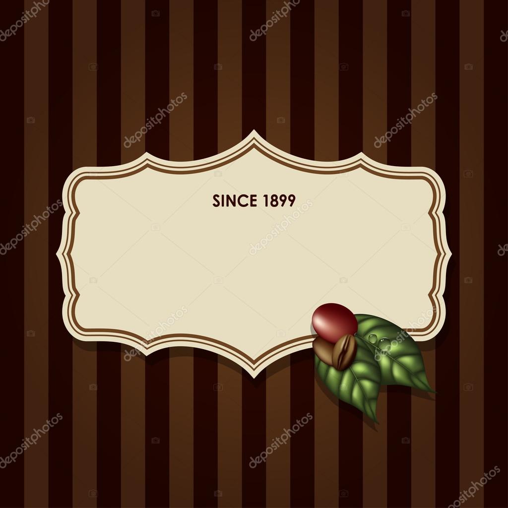 Coffee card with beans and leafs, vector