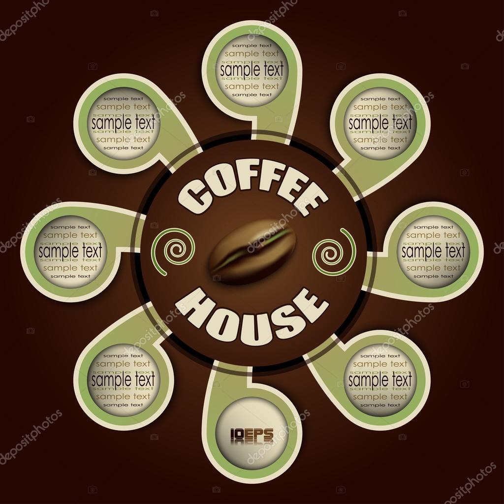 Coffee house with labels for your text, vector
