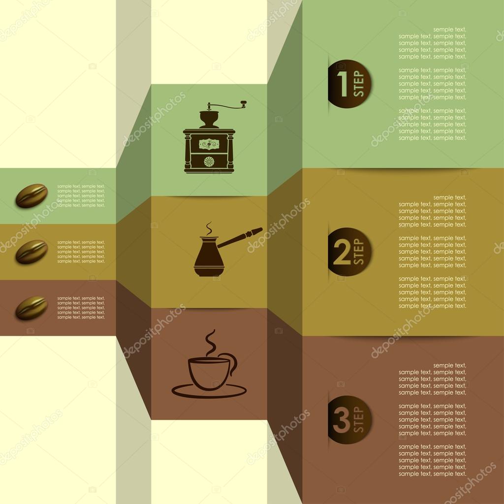 Coffee labels (steps or options) for your text, vector