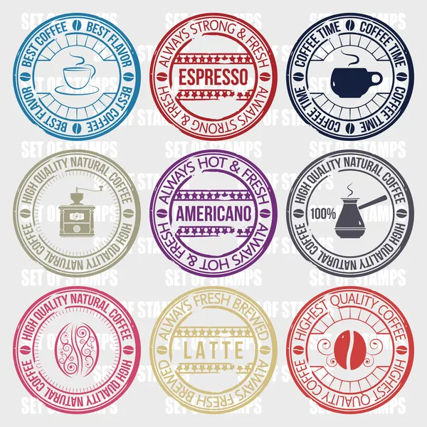 Coffee set of stamps — Stock Vector
