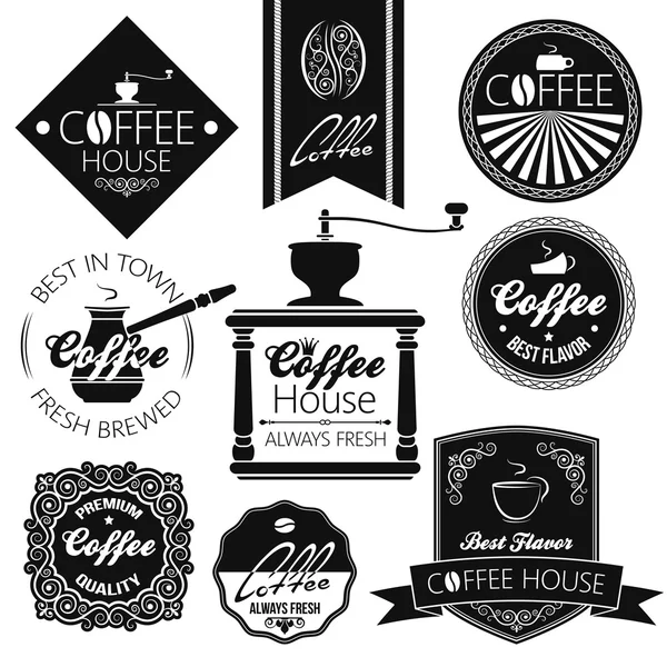 Coffee set labels — Stock Vector
