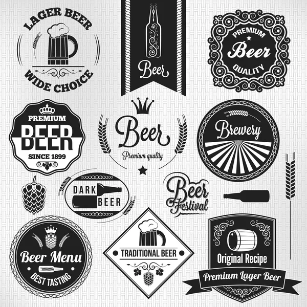 Beer set vintage lager labels — Stock Vector