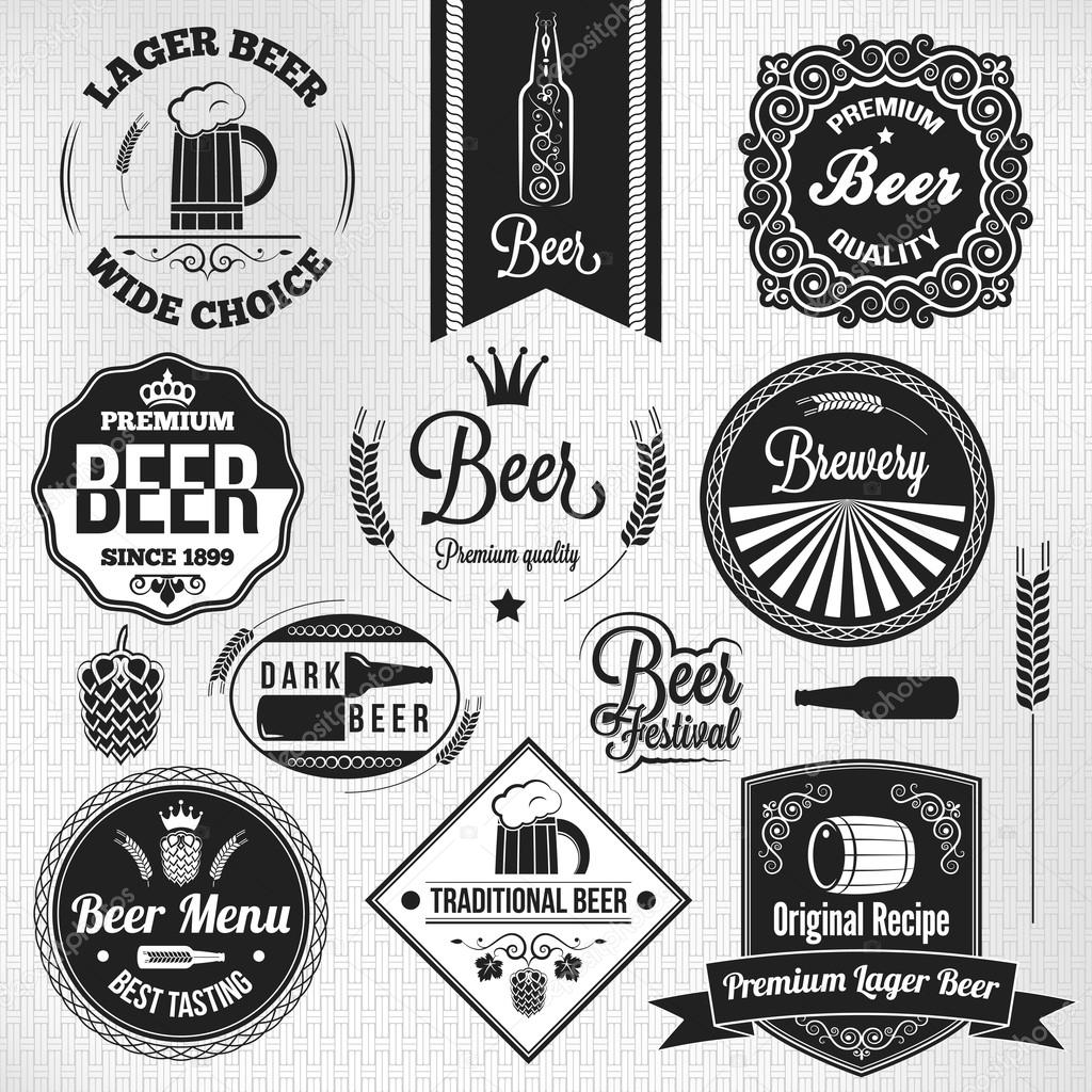 Beer set vintage lager labels