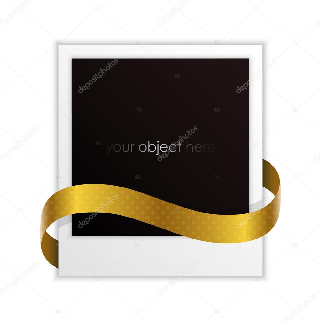 Photo frame with golden ribbon for your object