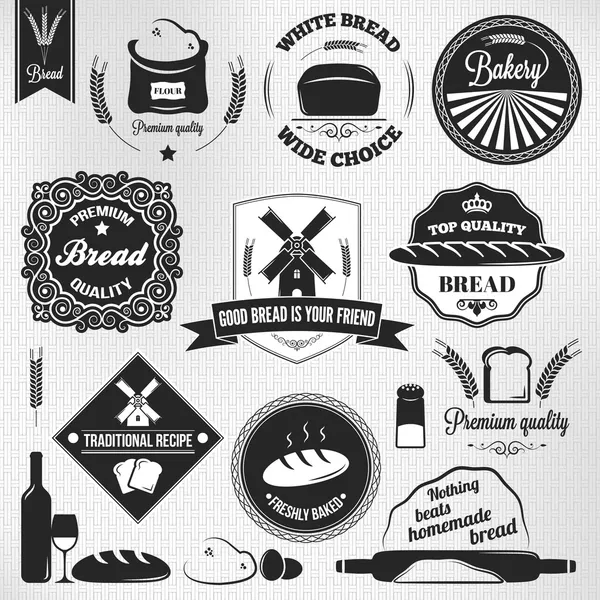 Set de panadería etiquetas vintage — Vector de stock