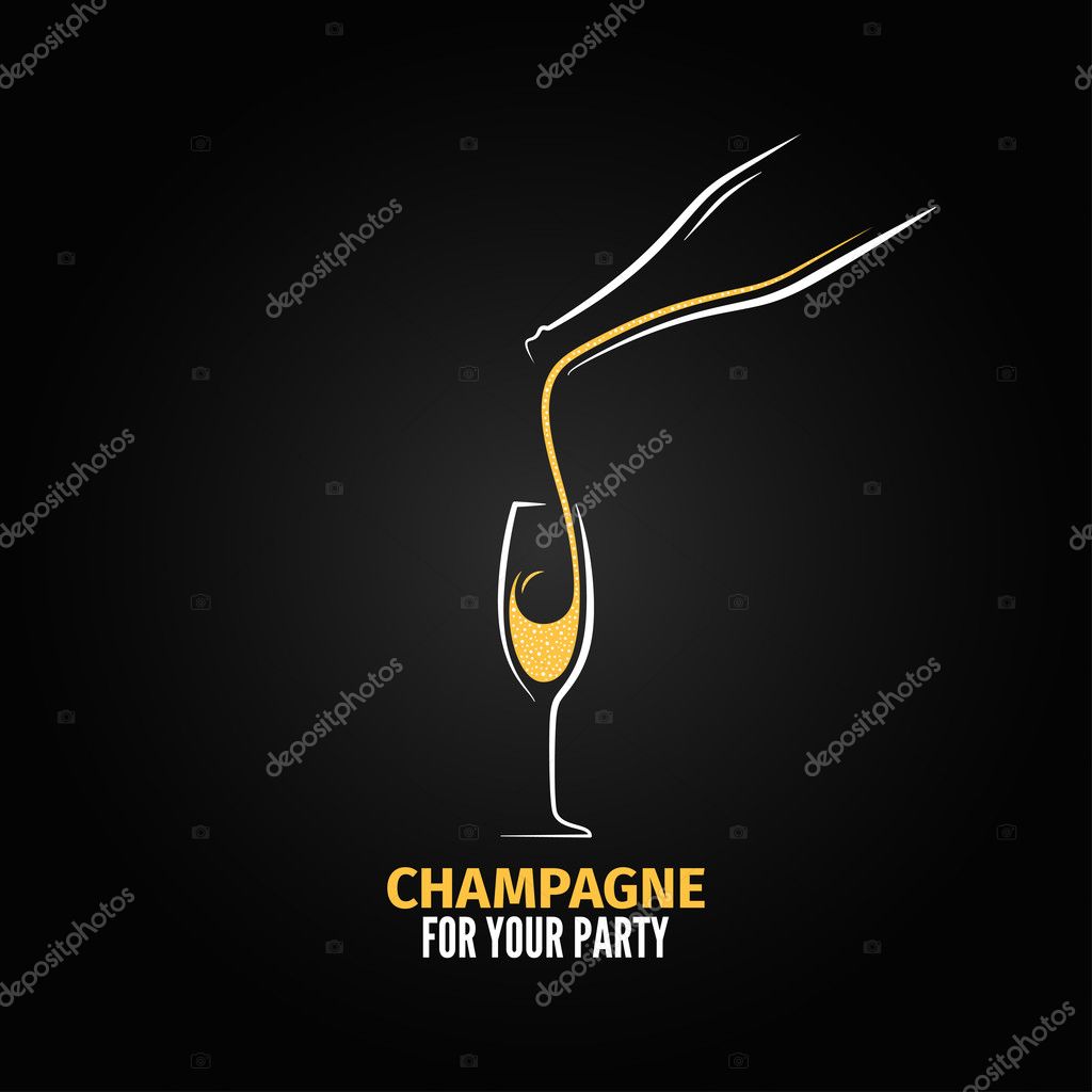 Champagne glass bottle design background 8 eps