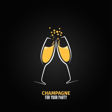 Champagne glass design party menu background clipart
