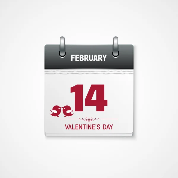 Valentines day calendar 14 february date — Stock Vector