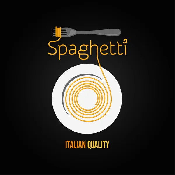 Spaghetti pasta plate fork menu background — Stock Vector