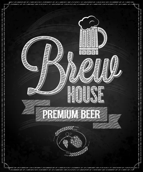 Beer menu design house chalkboard background — Stock Vector