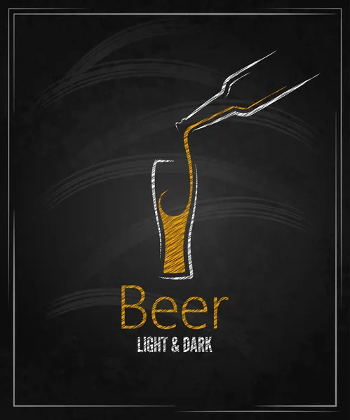 Beer glass chalkboard menu fundo —  Vetores de Stock