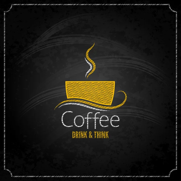 Café taza tiza etiqueta concepto menú — Vector de stock