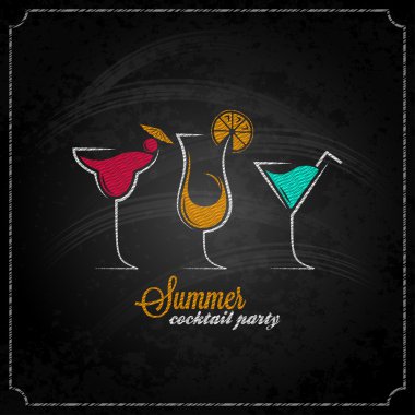 cocktail summer party chalk design menu background clipart