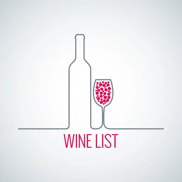 Botella de vino lista de vidrio menú fondo — Vector de stock