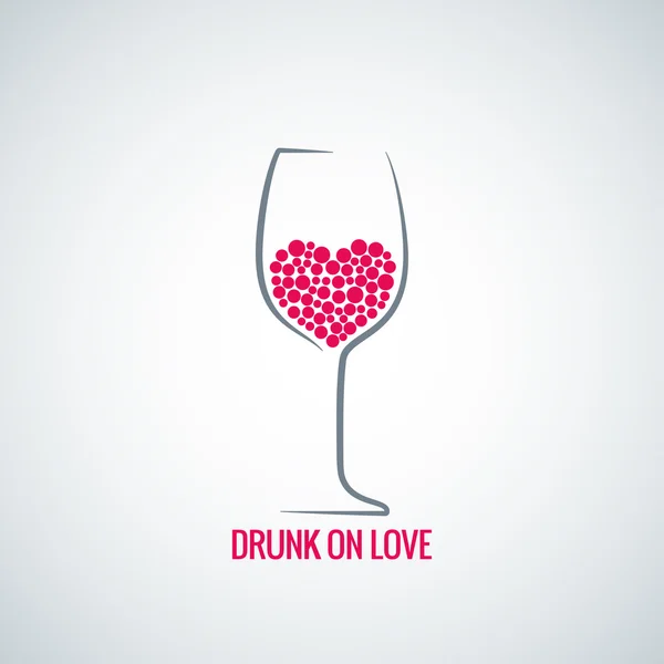 Wein Glas Liebe Herz Konzept Design Hintergrund — Stockvektor