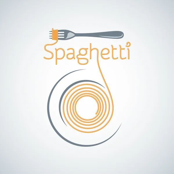 Spaghetti Pasta Teller Gabel Hintergrund — Stockvektor