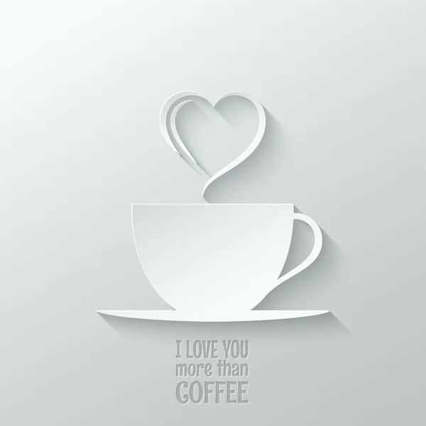 Café amor papel corte diseño fondo — Vector de stock