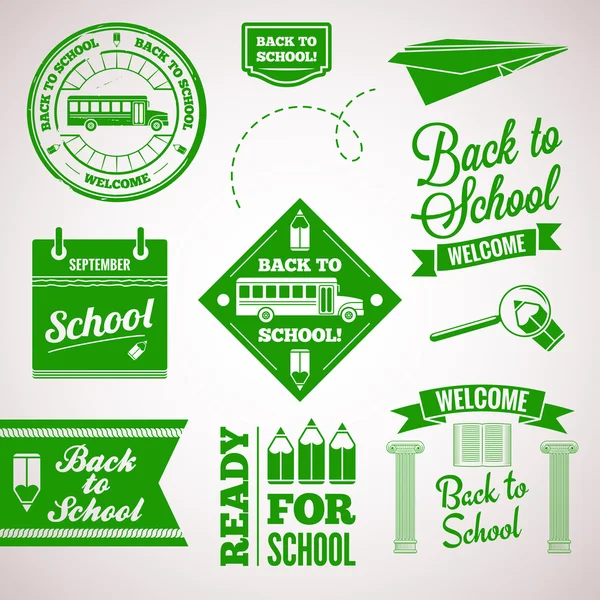 Back to school icon set labels design — Stock Vector